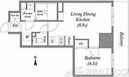TOPAZ江坂 2階1LDKの間取り