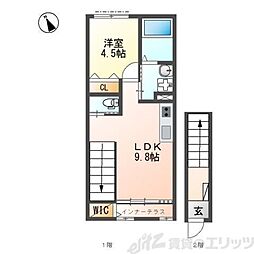 フォレストヴィラ千里イースト 2階1LDKの間取り