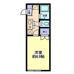 信開セルーラ山代温泉南1 1Kの間取図画像