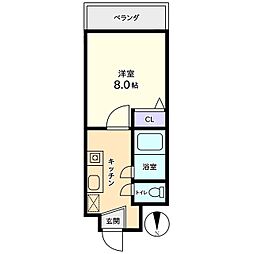 信開ドムス大聖寺駅前 2階1Kの間取り