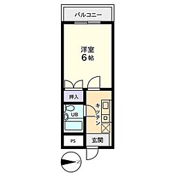 信開グランドハイツ 1Kの間取図画像
