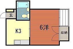 愛宕ビル 1DKの間取図画像