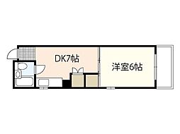 WASHU舟入本町ビル 1DKの間取図画像