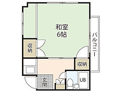 サンライズ広島 1Kの間取図画像
