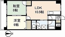 グラディール堺町 2LDKの間取図画像