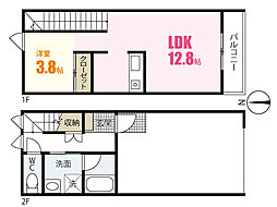 ラヴィーヌ三入A棟 1LDKの間取図画像