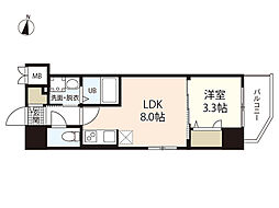 S-RESIDENCE広島駅diletto 6階1LDKの間取り