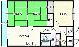 ハウスタカキ 3DKの間取図画像