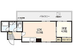福地産業ビル 1LDKの間取図画像