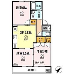 パークメゾンB 3DKの間取図画像