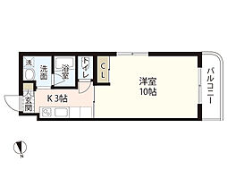 リバーハイム古市 1Kの間取図画像