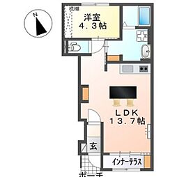 仮)スイートモダン船越 1LDKの間取図画像