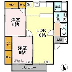 ファミールヒロA 2LDKの間取図画像
