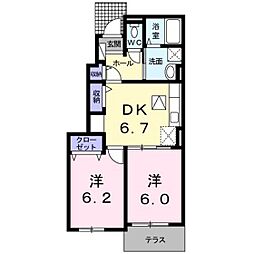 ブランシュールD 2DKの間取図画像