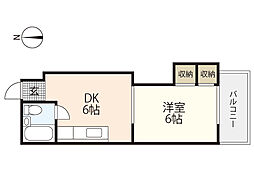 中田ビル西原 1DKの間取図画像