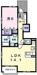 グラースB 1LDKの間取図画像