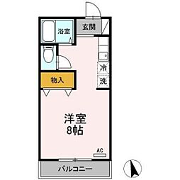 セジュール133 ワンルームの間取図画像