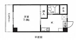 ドゥエリングクボ 1Kの間取図画像