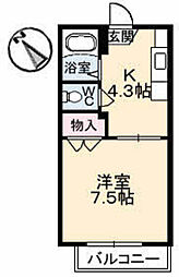 セフィラ矢野東 1Kの間取図画像