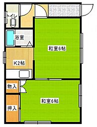 木村アパート 2Kの間取図画像