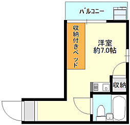 クリスタルレジデンス舟入 ワンルームの間取図画像