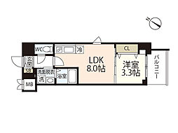 S-RESIDENCE広島駅enable 1LDKの間取図画像