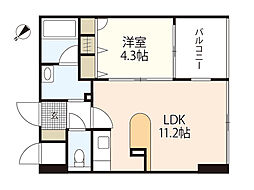 ジュネス翠町 1LDKの間取図画像