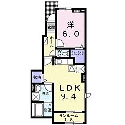 カーサグランデA 1LDKの間取図画像