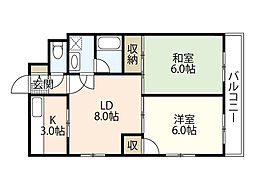 東雲奥野ビル 2LDKの間取図画像