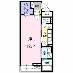 プラシード石屋山 1Kの間取図画像