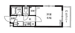 Kビル 1Kの間取図画像