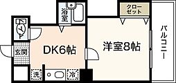 広島畳材6ビル 1DKの間取図画像