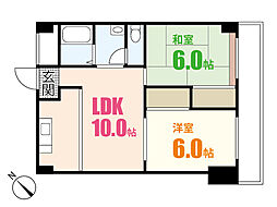 コーポ安古市 2LDKの間取図画像