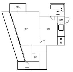 矢賀ビル 2DKの間取図画像
