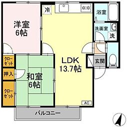 ファミール土井 2LDKの間取図画像