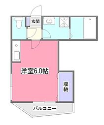 第五泉荘 1階ワンルームの間取り