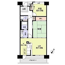 ガーデンコート清瀬4号棟 3階2LDKの間取り