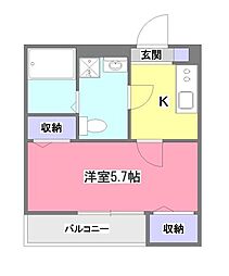 ＭＱｕａｒｔｏ新座II 1階1Kの間取り