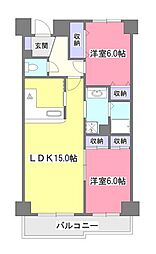 セジュール東所沢 1階2LDKの間取り
