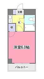 アセテック清瀬 4階1Kの間取り