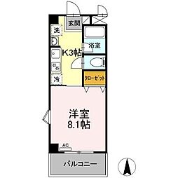 秋津中央ビル 2階1Kの間取り