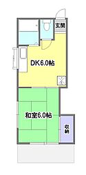 第二サンライズコーポ 1階1DKの間取り