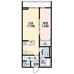 Ｌａ　Ｌｉｂｅｌｌｕｌｅ　二本榎 2階1LDKの間取り