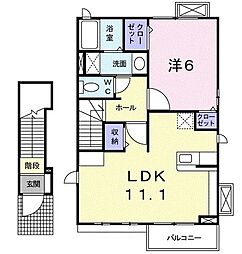 マロンデ・ボニート 2階1LDKの間取り