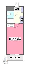 ライオンズマンション清瀬第2 3階ワンルームの間取り