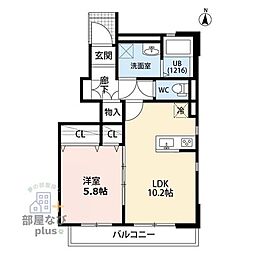 デュラカーサ　小山 1階1LDKの間取り
