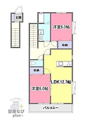 西武池袋線 清瀬駅 バス4分 中里団地下車 徒歩5分の賃貸アパート 2階2LDKの間取り