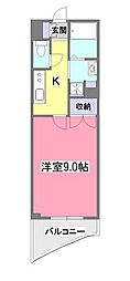 オバタビルセントラルプラザ清瀬 1Kの間取図画像