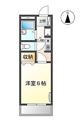 リリーベル 1Kの間取図画像