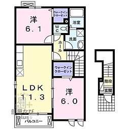 ブリリアントテール 2LDKの間取図画像